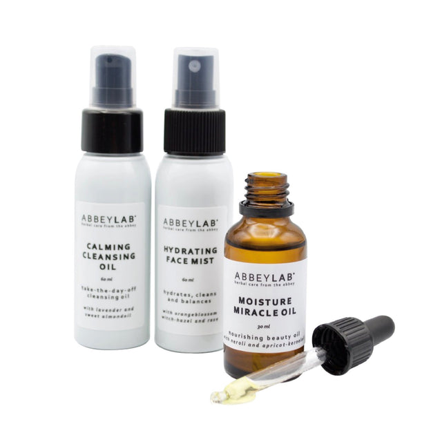 AbbeyLab 3-Stappen Huidverzorging Set – 100% natuurlijke, complete gezichtsverzorging voor een gezonde en stralende huid, inclusief gratis gezichtsdoekje