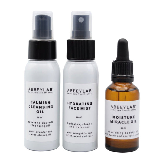 AbbeyLab 3-Stappen Huidverzorging Set – 100% natuurlijke, complete gezichtsverzorging voor een gezonde en stralende huid, inclusief gratis gezichtsdoekje